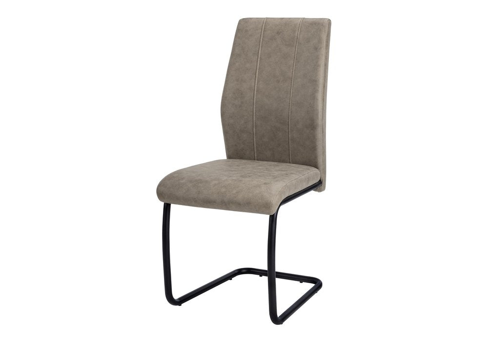Set of Two Gray And Black Upholstered Polyester Dining Side Chairs