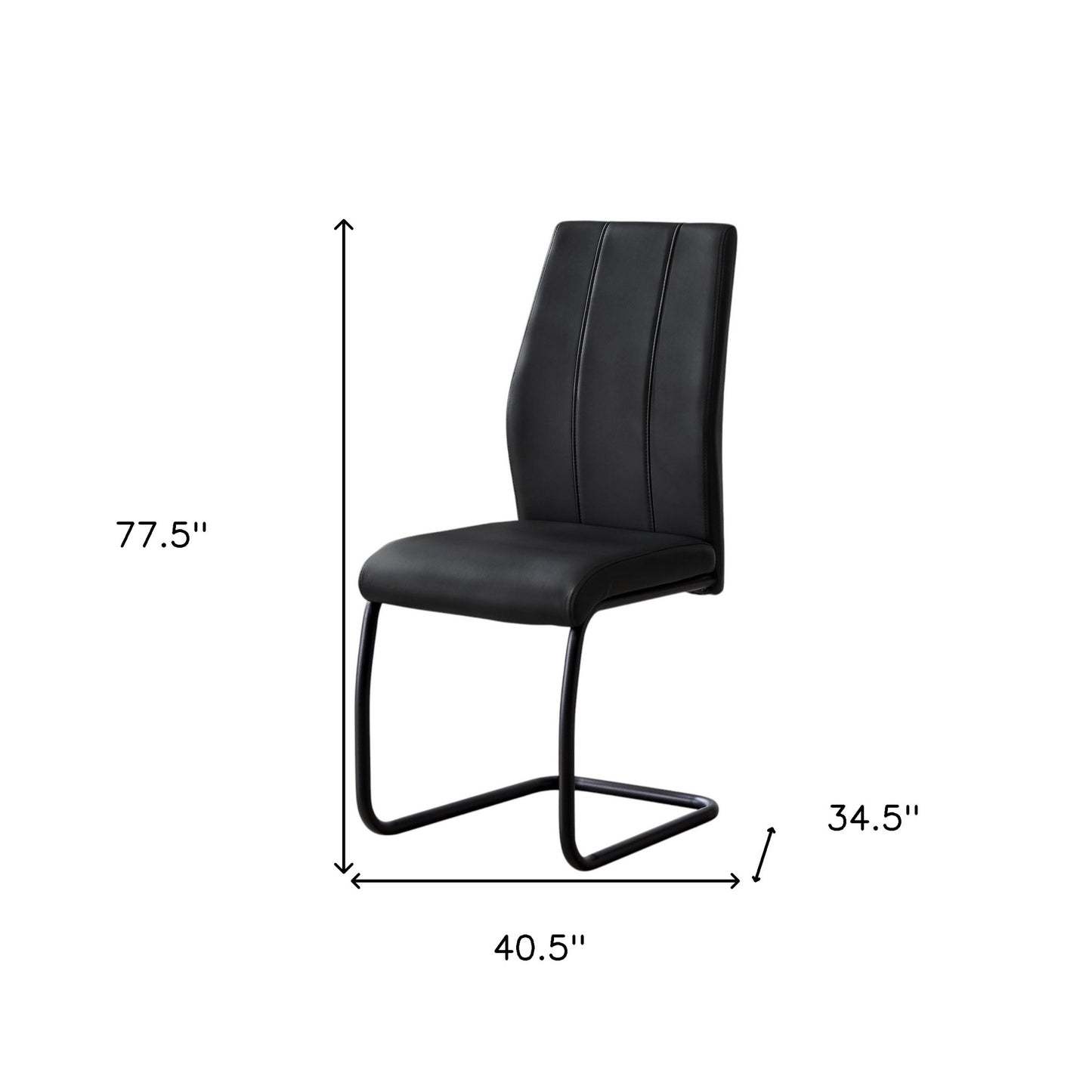 Set of Two Gray And Black Upholstered Faux Leather Dining Side Chairs