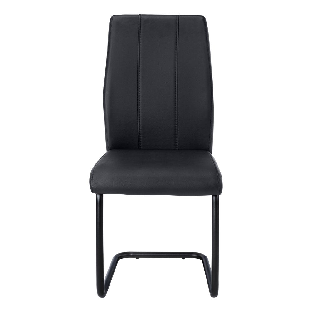 Set of Two Gray And Silver Upholstered Faux Leather Dining Side Chairs