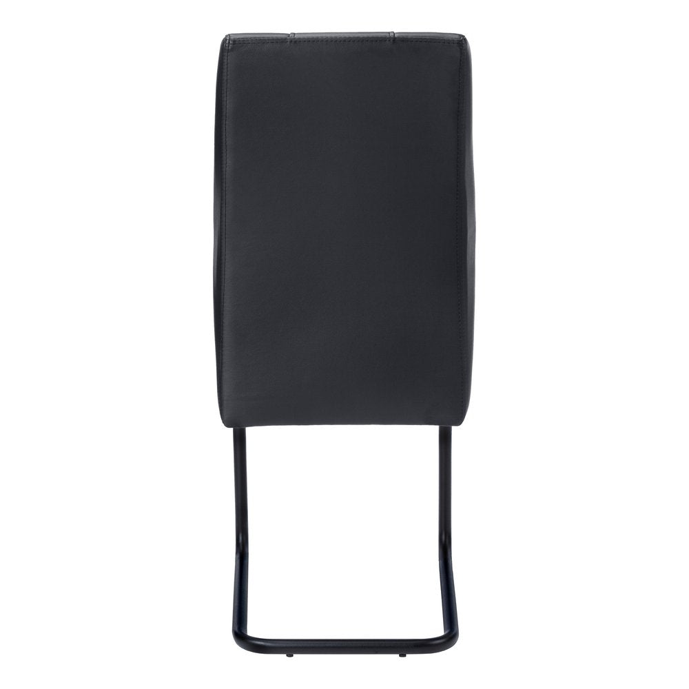 Set of Two Gray And Silver Upholstered Faux Leather Dining Side Chairs