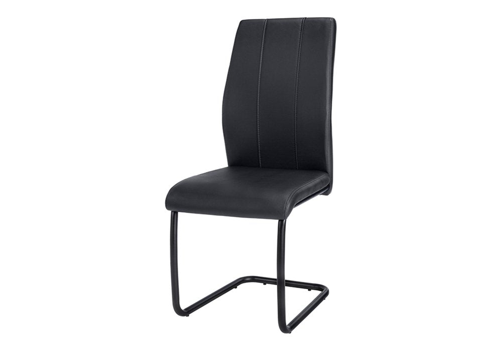 Set of Two Gray And Silver Upholstered Faux Leather Dining Side Chairs