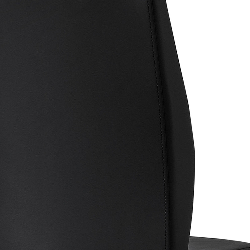 Set of Two Gray And Black Upholstered Faux Leather Dining Side Chairs