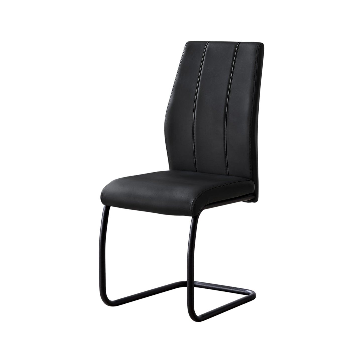 Set of Two Gray And Black Upholstered Faux Leather Dining Side Chairs