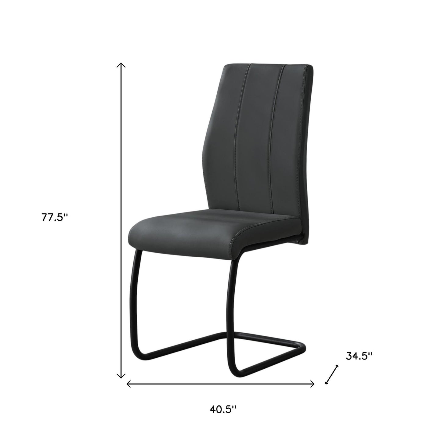 Set of Two Gray And Black Upholstered Faux Leather Dining Side Chairs