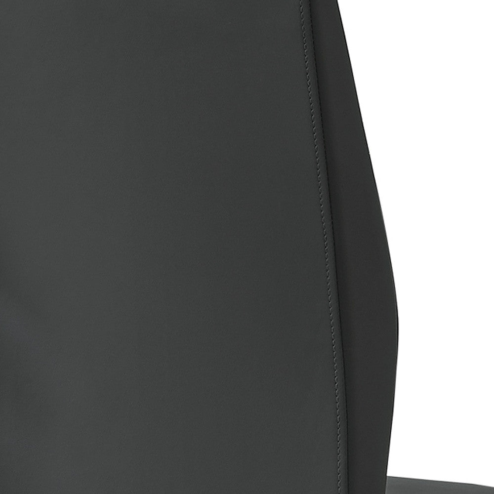 Set of Two Gray And Black Upholstered Faux Leather Dining Side Chairs