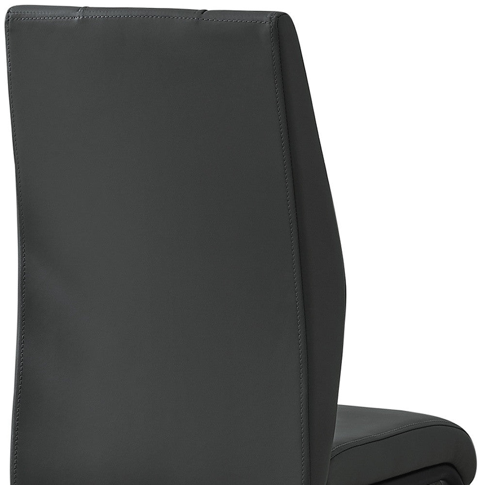 Set of Two Gray And Black Upholstered Faux Leather Dining Side Chairs