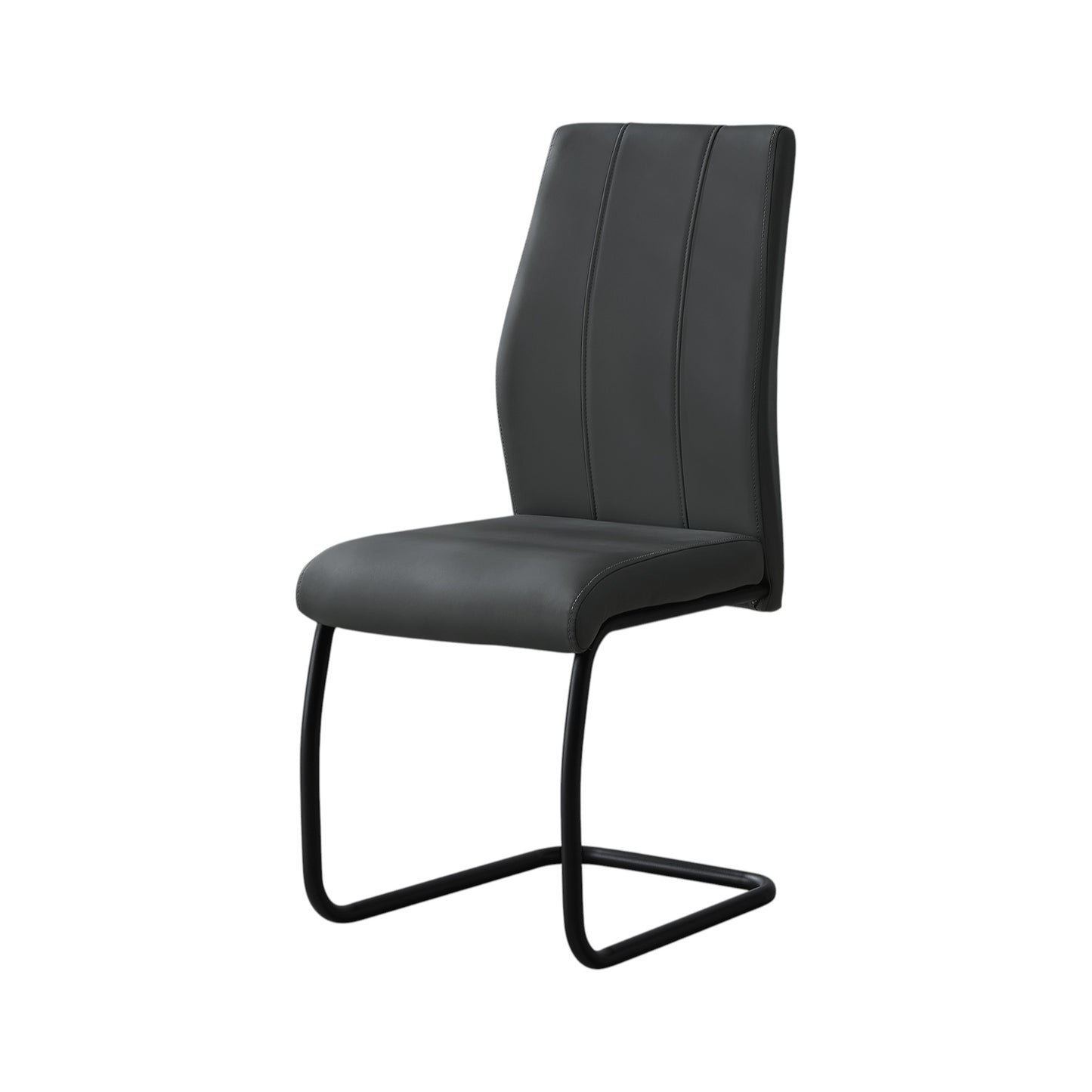 Set of Two Gray And Black Upholstered Faux Leather Dining Side Chairs