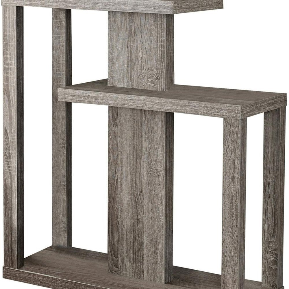 32" Taupe Free form Floor Shelf Console Table With Storage