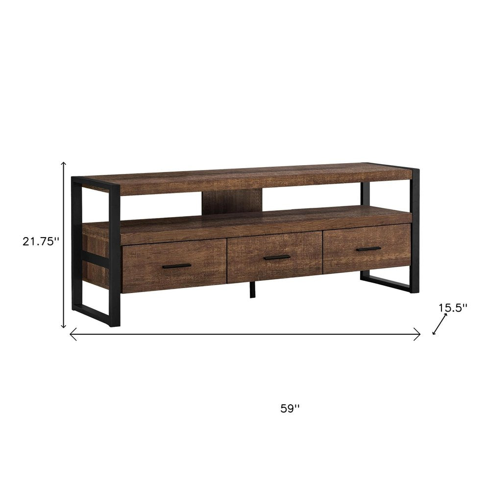 59" Black and Gray Cabinet Enclosed Storage TV Stand