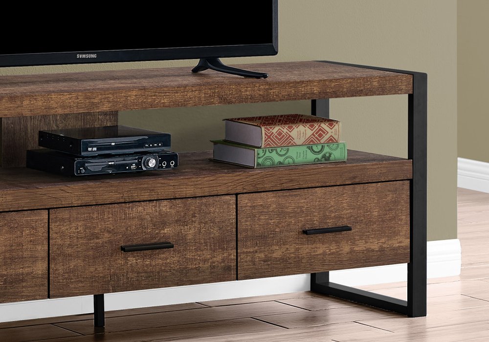 59" Black and Gray Cabinet Enclosed Storage TV Stand