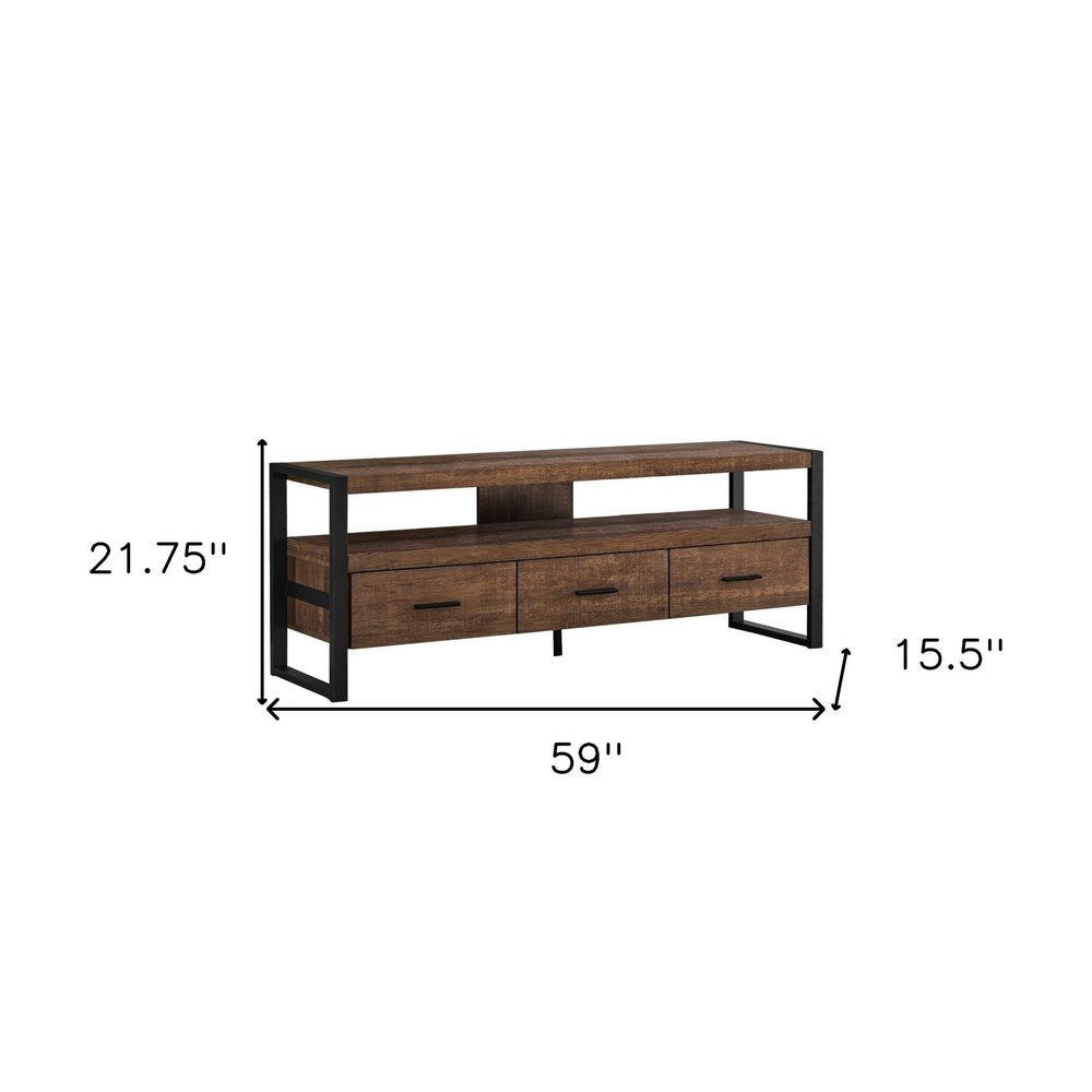 59" Black and Gray Cabinet Enclosed Storage TV Stand