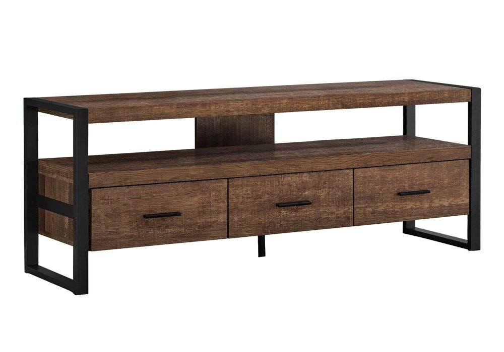 59" Black and Gray Cabinet Enclosed Storage TV Stand