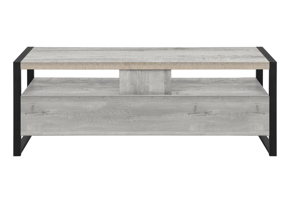 59" Black and Gray Cabinet Enclosed Storage TV Stand