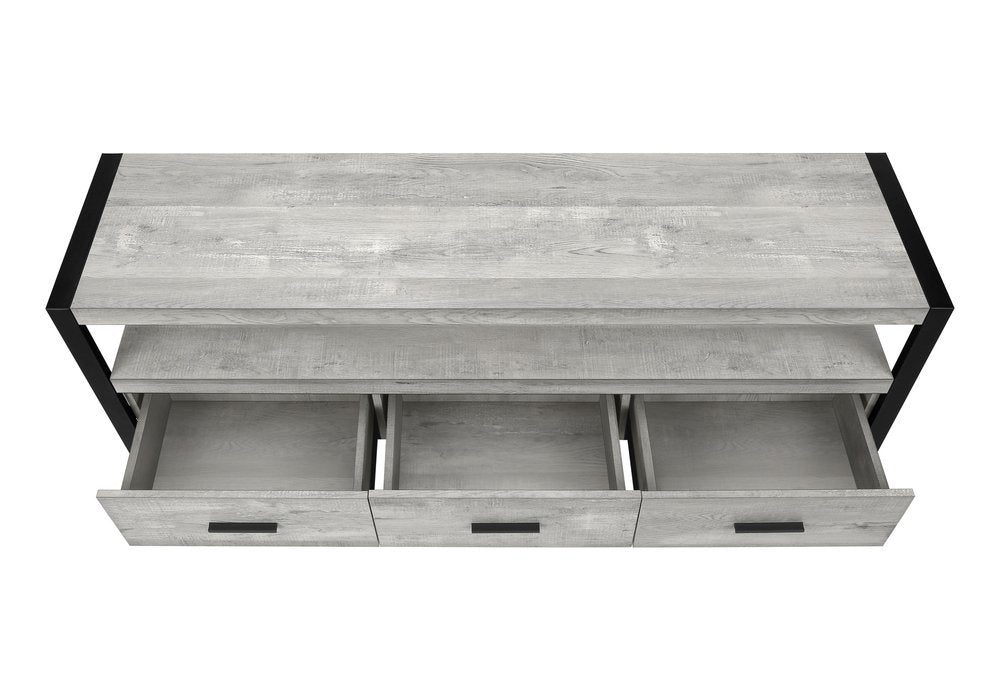 59" Black and Gray Cabinet Enclosed Storage TV Stand