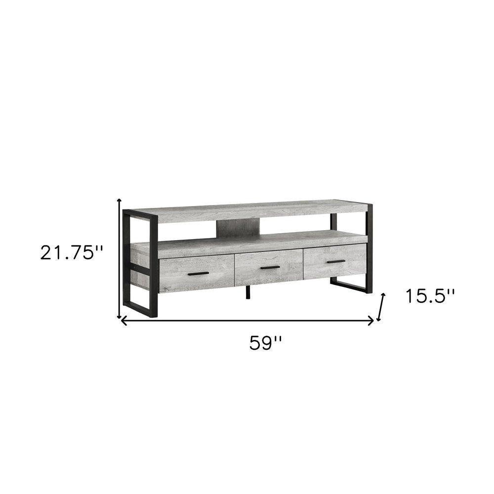 59" Black and Gray Cabinet Enclosed Storage TV Stand