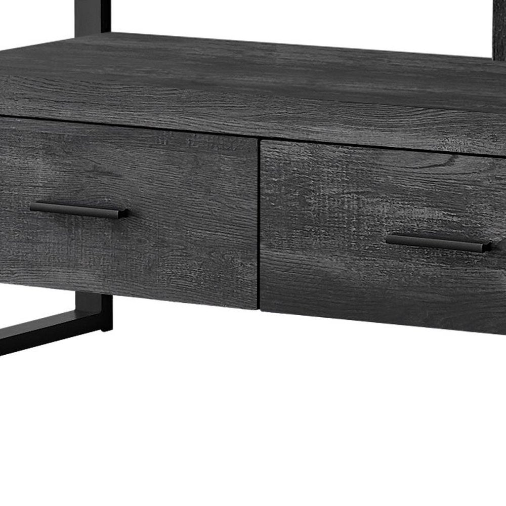 59" Black and Gray Cabinet Enclosed Storage TV Stand
