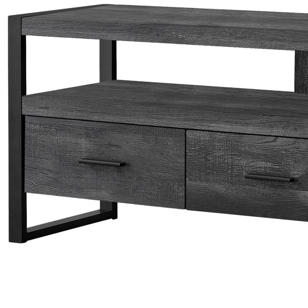 59" Black and Gray Cabinet Enclosed Storage TV Stand