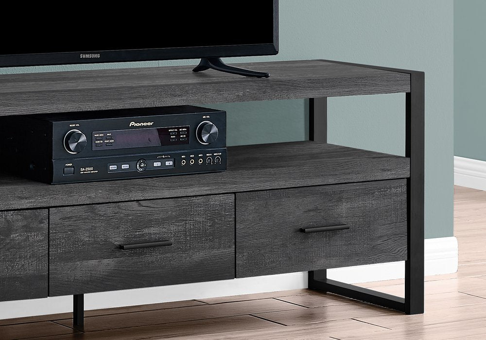 59" Black and Gray Cabinet Enclosed Storage TV Stand