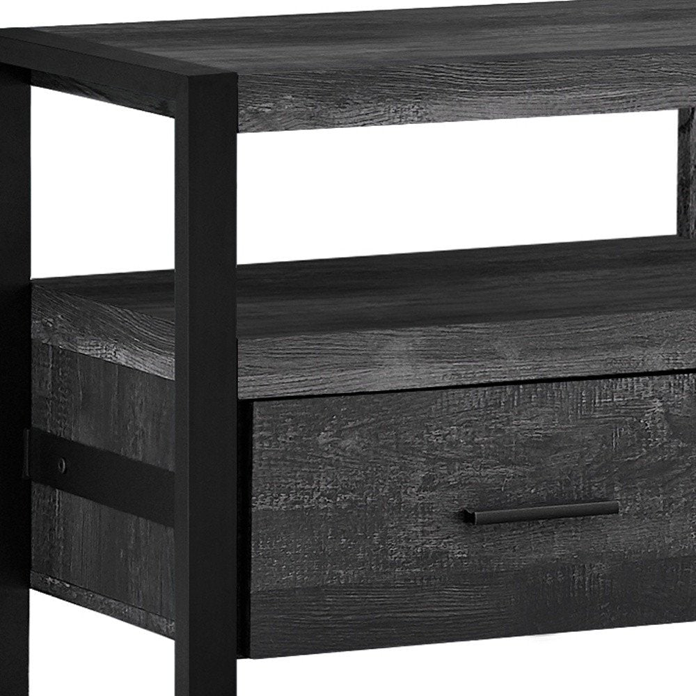 59" Black and Gray Cabinet Enclosed Storage TV Stand