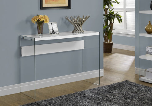 44" White and Clear Solid Console Table