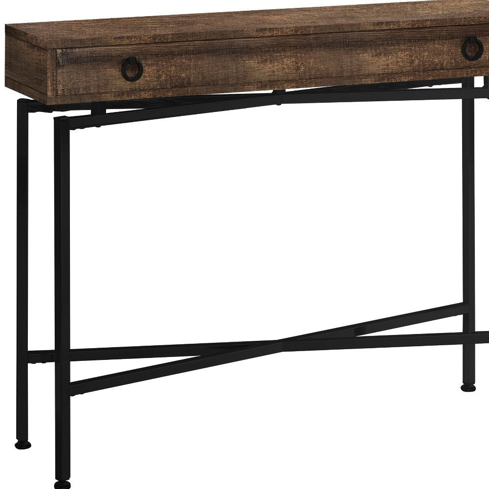 43" Gray And Black Cross Leg Console Table