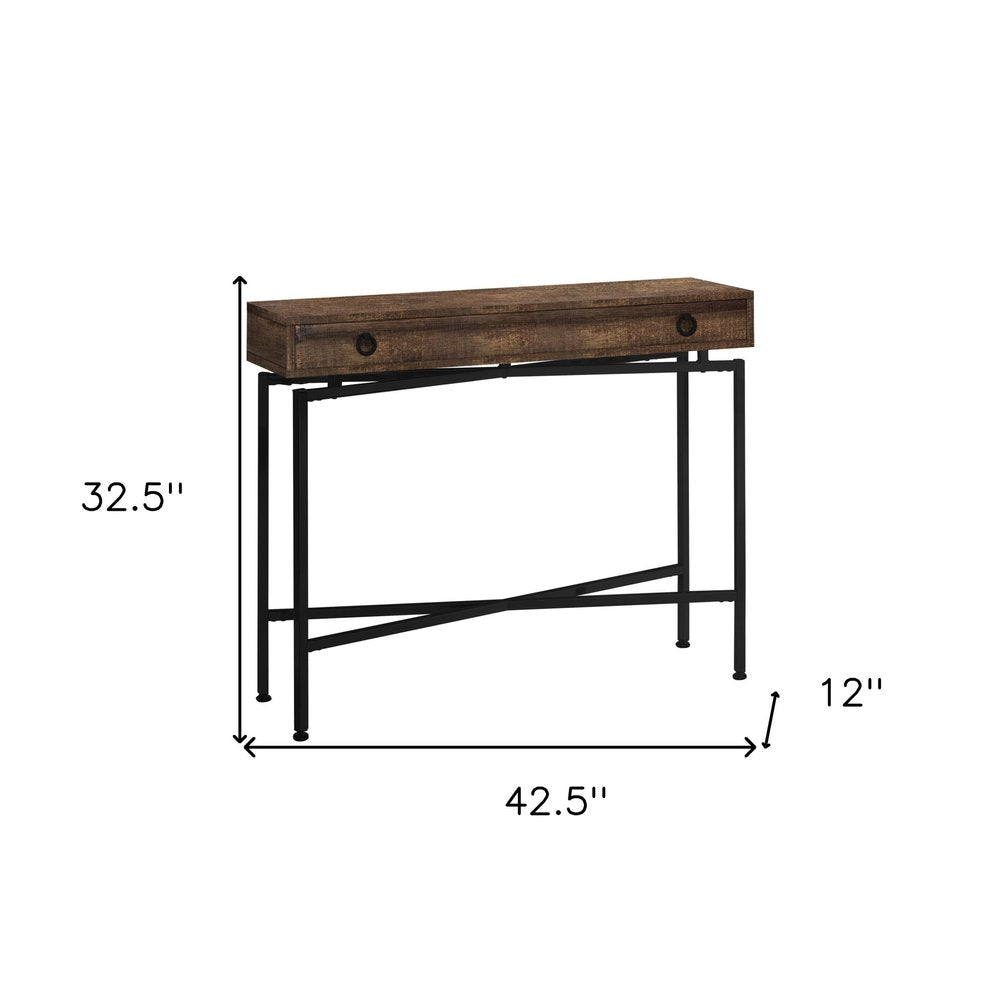 43" Gray And Black Cross Leg Console Table
