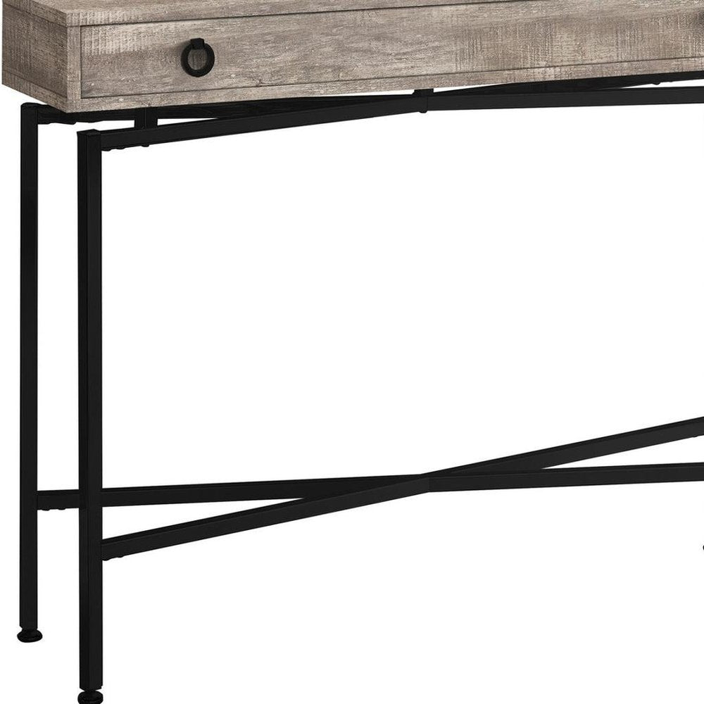 43" Gray And Black Cross Leg Console Table