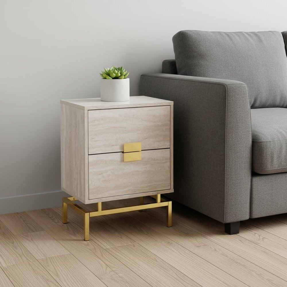 23.5" Particle Board And Chrome Metal Accent Table