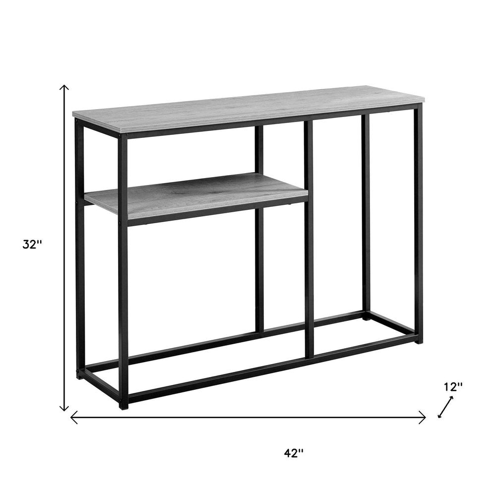 42" Gray And Black Frame Console Table With Storage