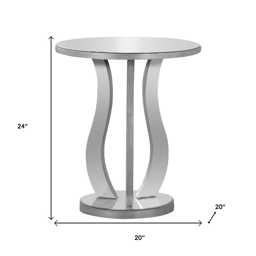 24" Silver Glass Round End Table