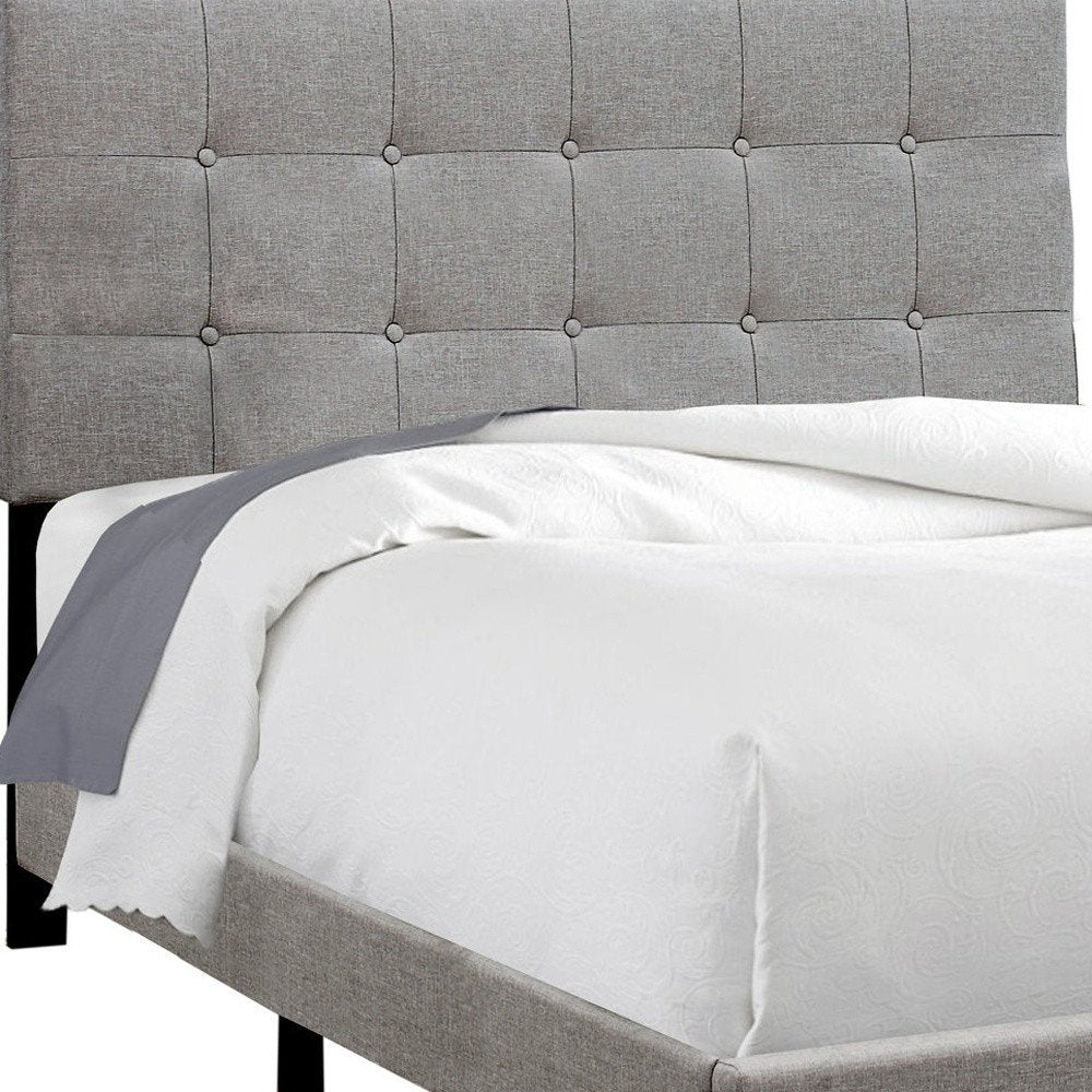 Beige Full Tufted Upholstered Bed Frame