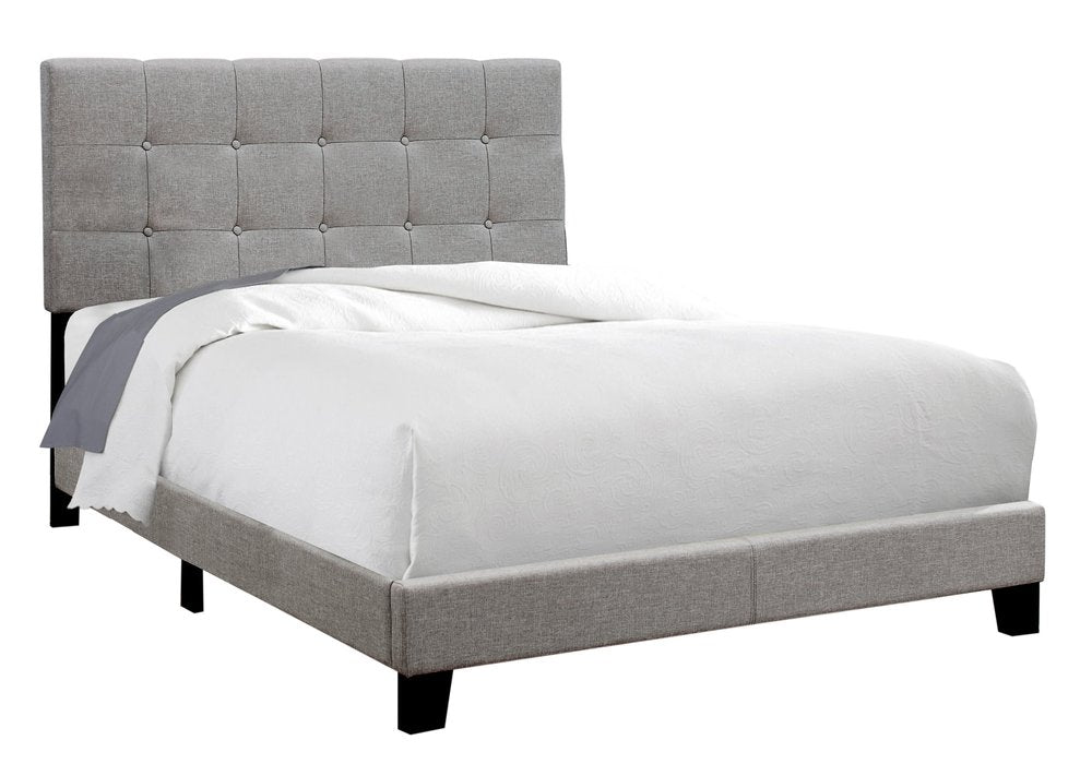 Beige Full Tufted Upholstered Bed Frame