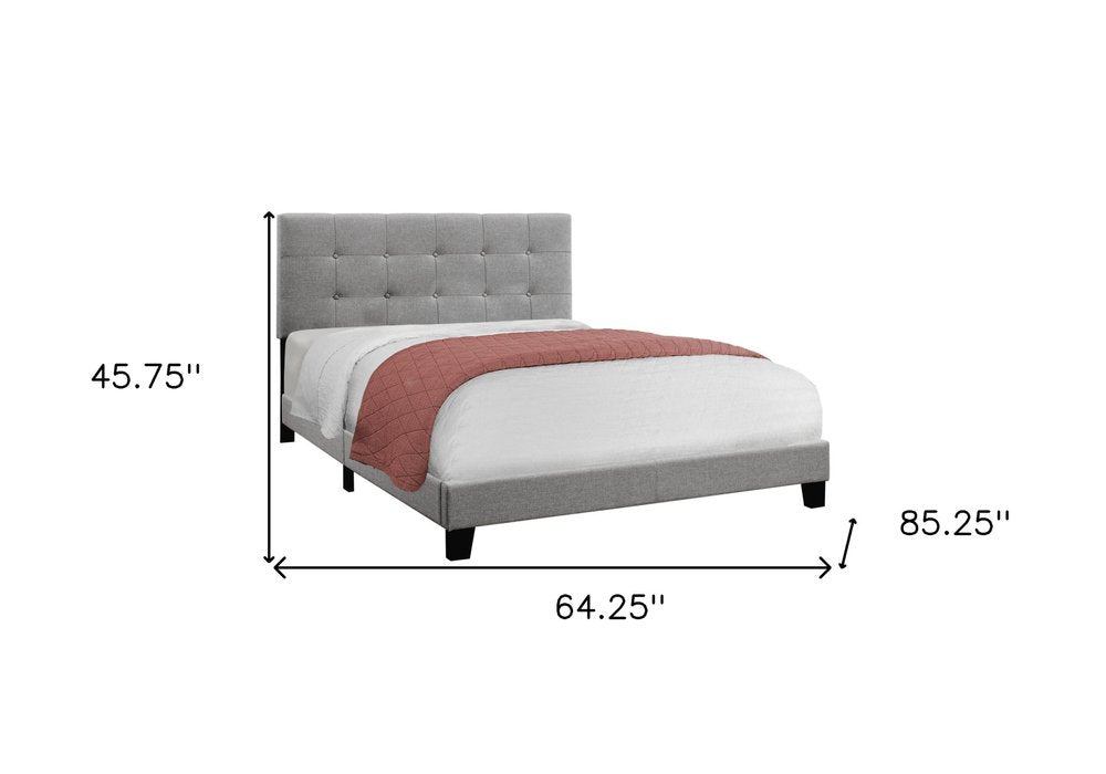 Gray Queen Tufted Upholstered Bed Frame