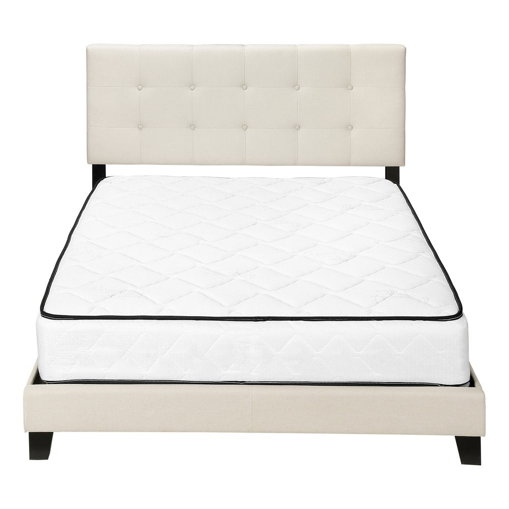 Beige Queen Upholstered Bed Frame