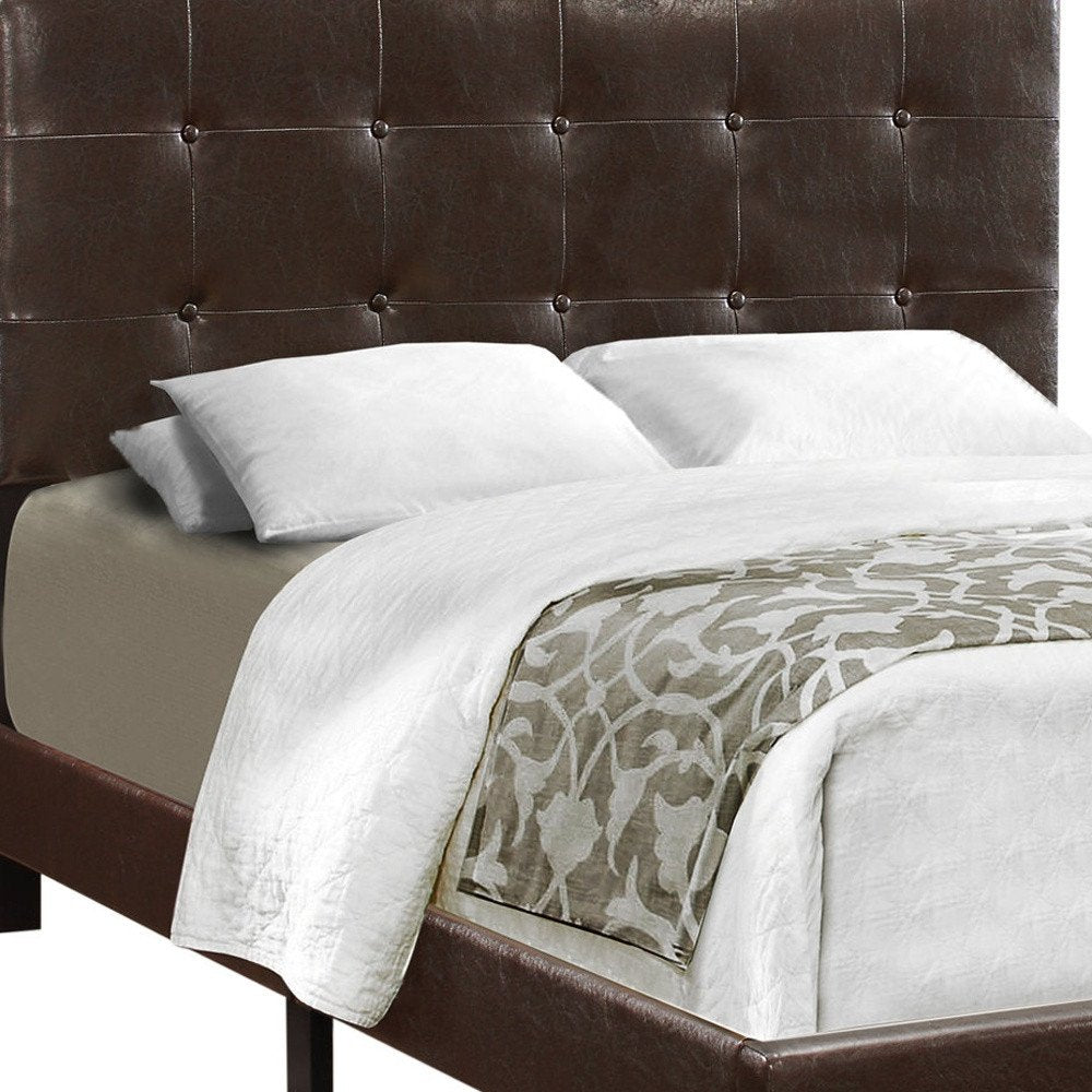 Beige Full Tufted Upholstered Bed Frame