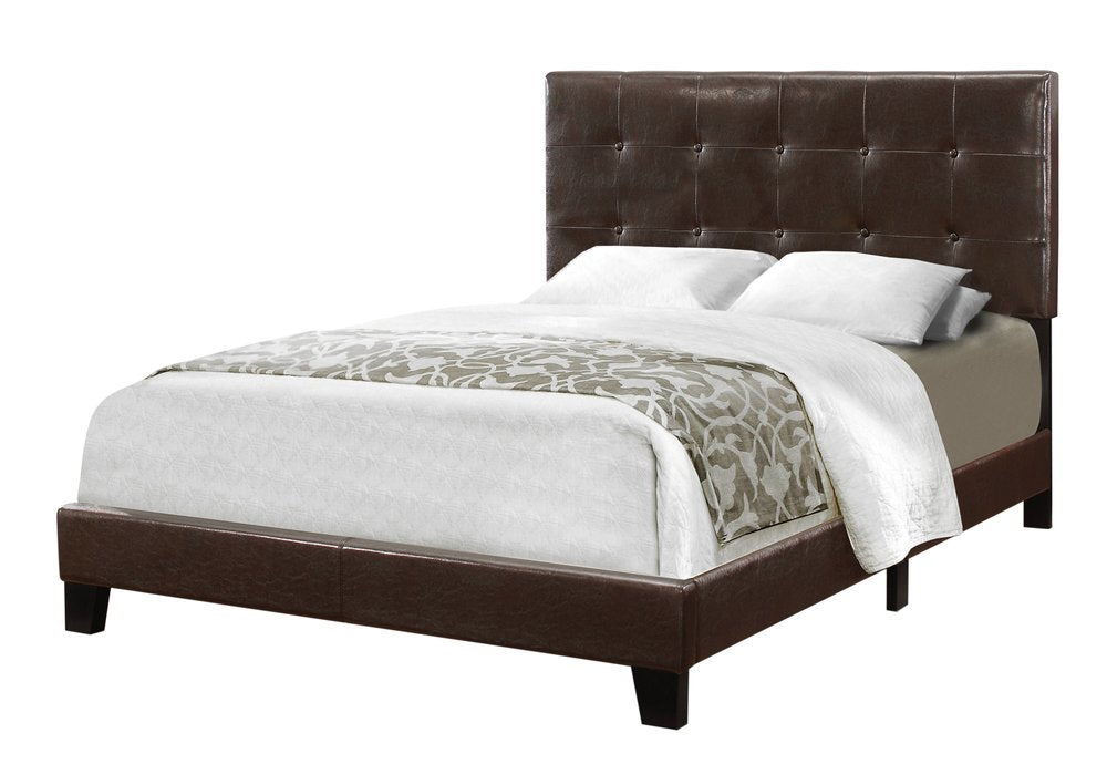 Beige Full Tufted Upholstered Bed Frame