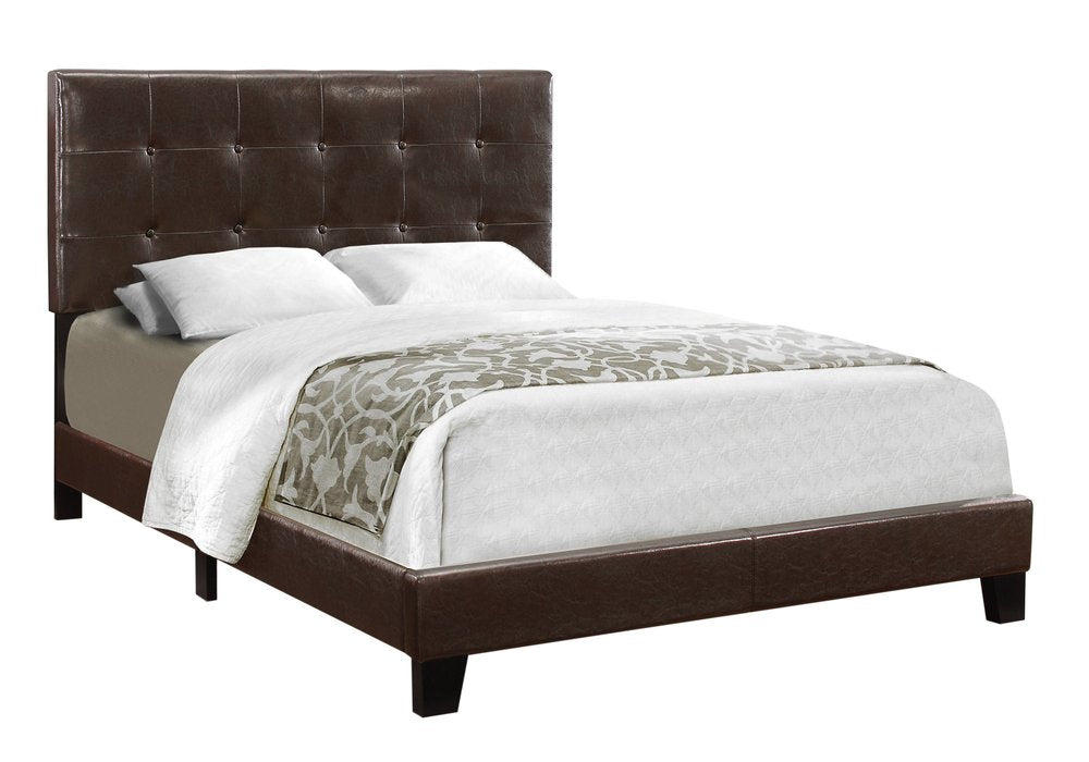 Beige Full Tufted Upholstered Bed Frame