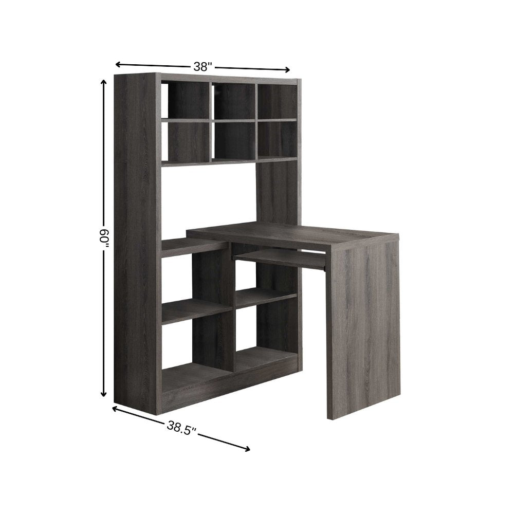 38" Taupe L Shape Computer Desk