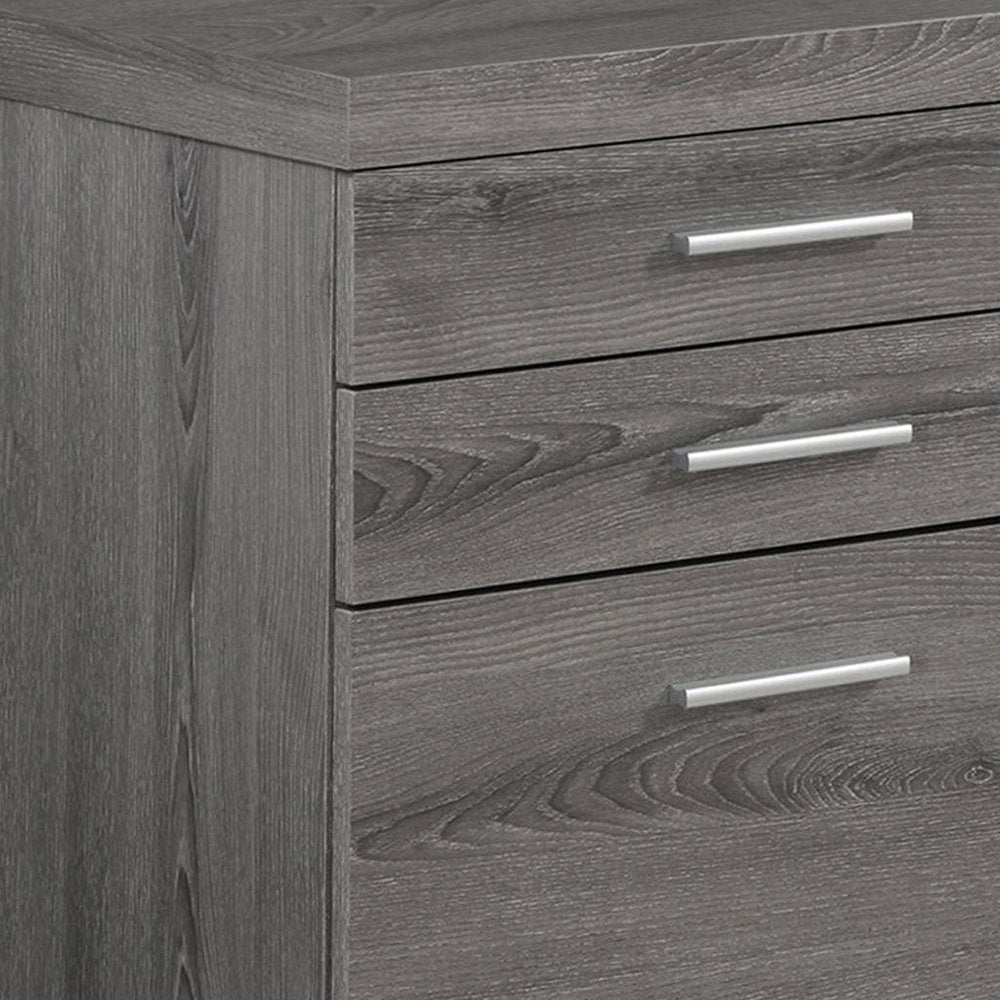 25" White And Gray Particle Board and Wood Filing Cabinet With Drawers