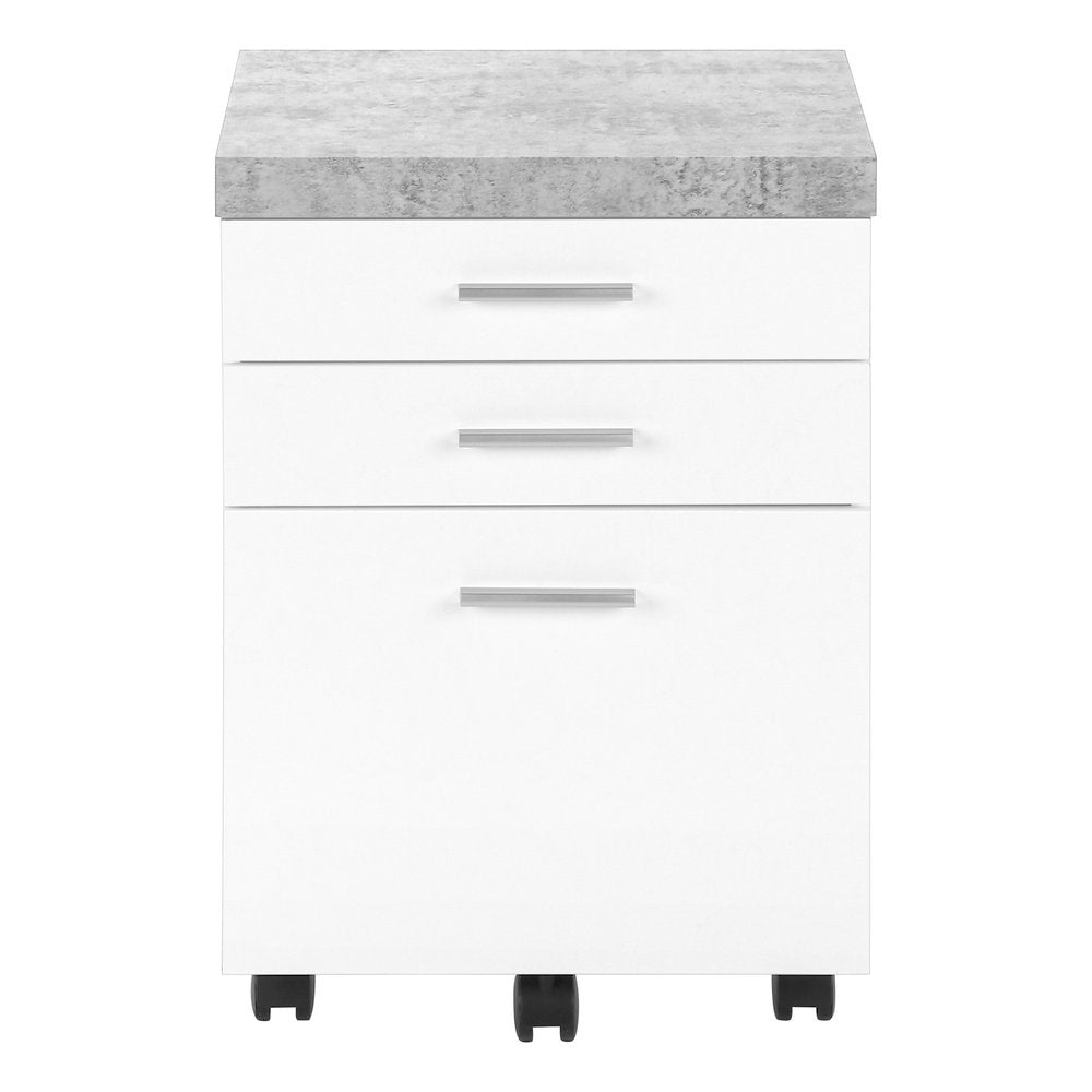 25" White And Gray Particle Board and Wood Filing Cabinet With Drawers