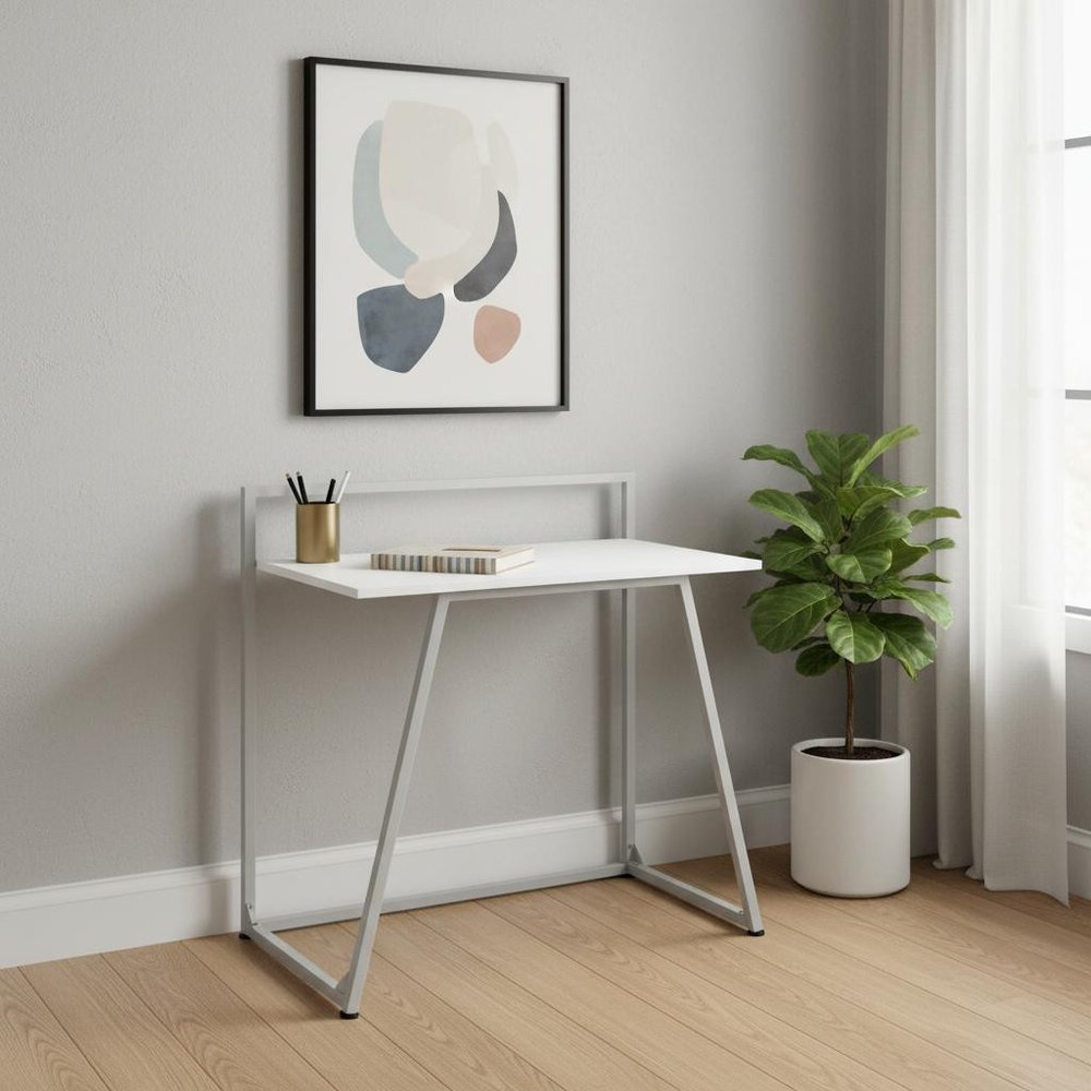 18" White and Gray Computer Desk