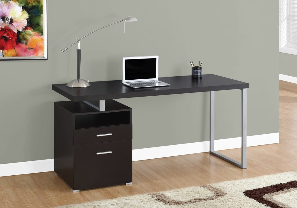 24" White and Silver Computer Desk With Two Drawers