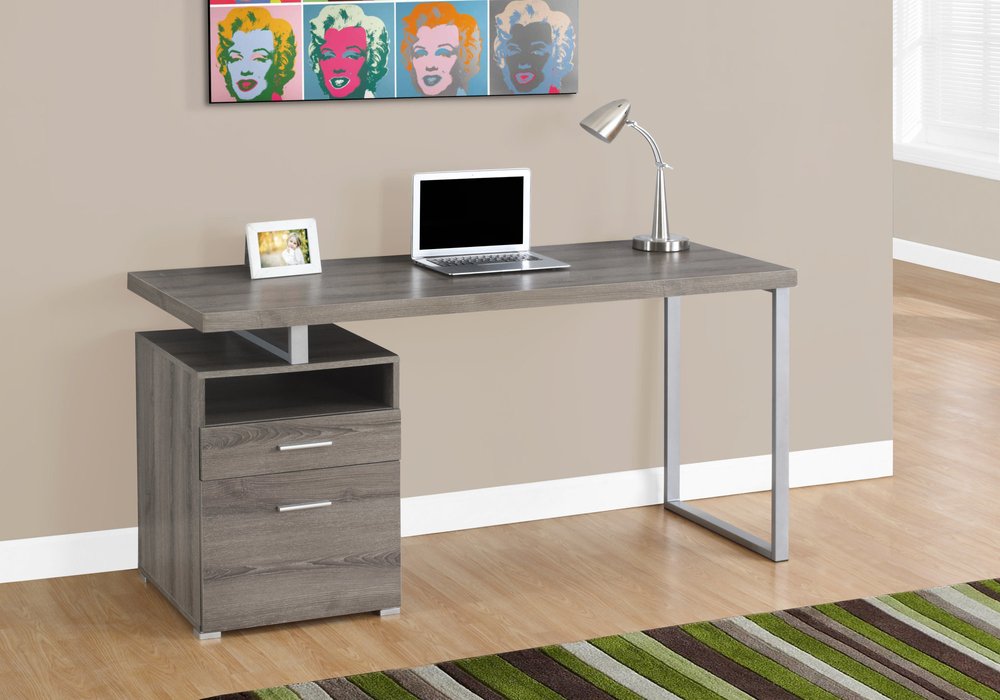 24" White and Silver Computer Desk With Two Drawers