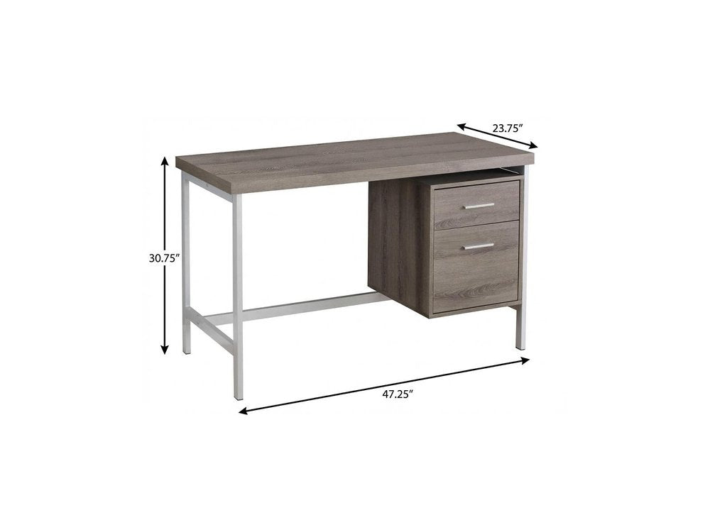 47" White and Silver Computer Desk With Two Drawers