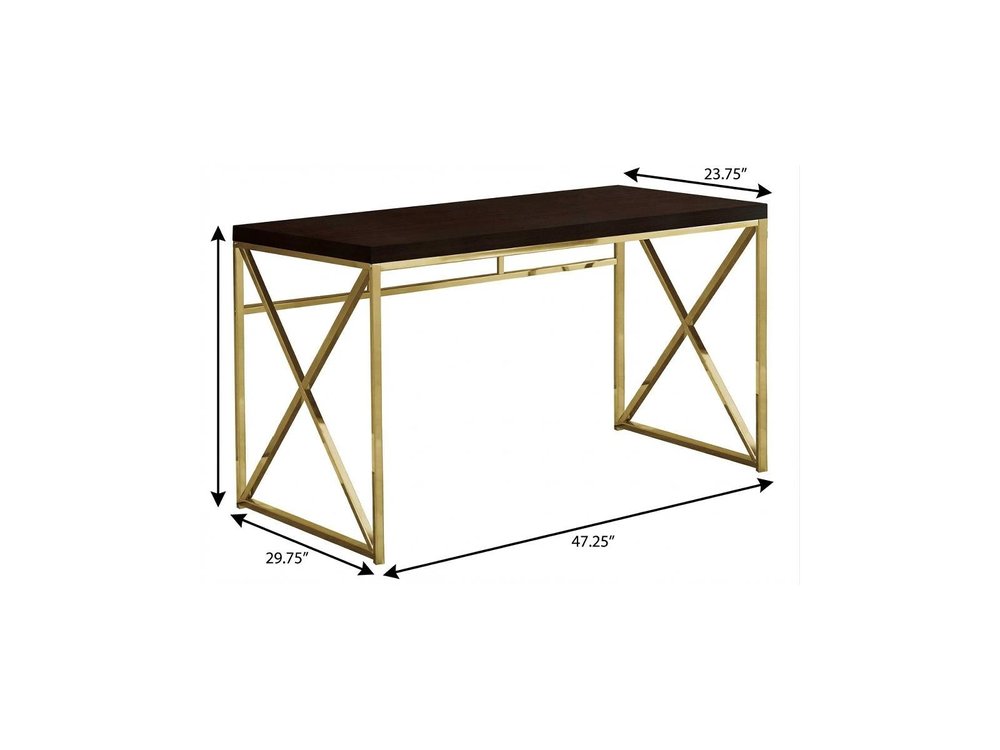 47" Espresso and Gold Writing Desk