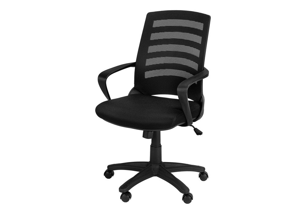 Black Polyester Seat Swivel Adjustable Task Chair Mesh Back Plastic Frame