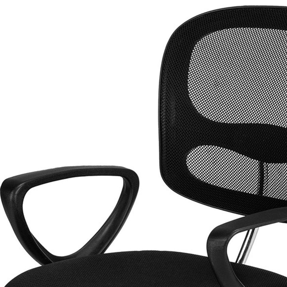 Black Polyester Seat Swivel Adjustable Task Chair Mesh Back Plastic Frame