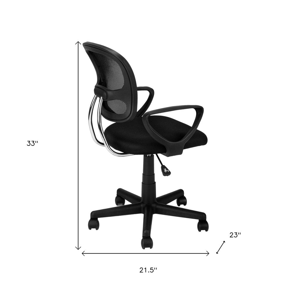 Black Polyester Seat Swivel Adjustable Task Chair Mesh Back Plastic Frame
