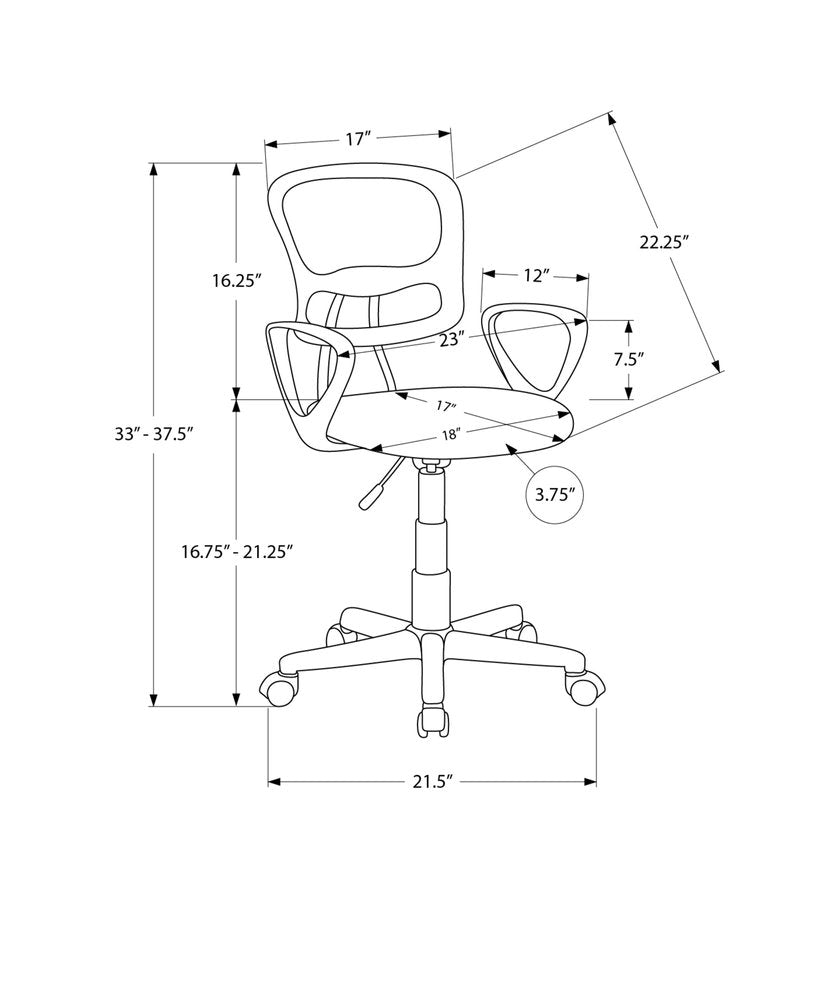 Black Polyester Seat Swivel Adjustable Task Chair Mesh Back Plastic Frame