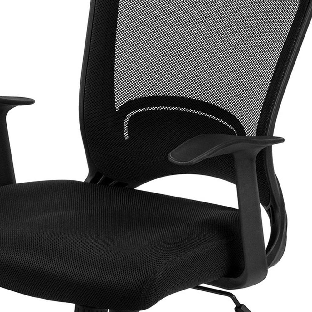 Black Polyester Seat Swivel Adjustable Task Chair Mesh Back Plastic Frame